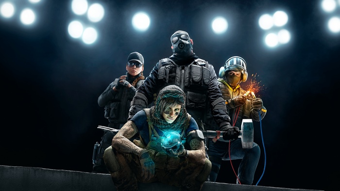 Rainbow Six Siege characters in stadium lighting
