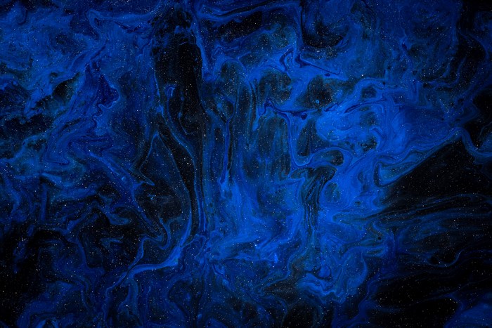 Abstract Blue and Black Cosmic Swirl Art