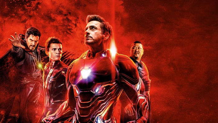 Iron Man, Spider-Man, Doctor Strange, and Wong from Avengers: Infinity War
