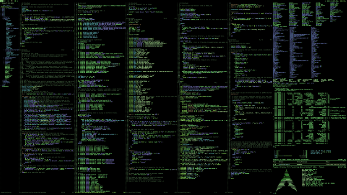 Arch Linux terminal with code and commands