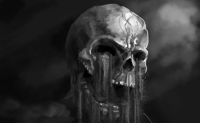 Dark fantasy horror skull art