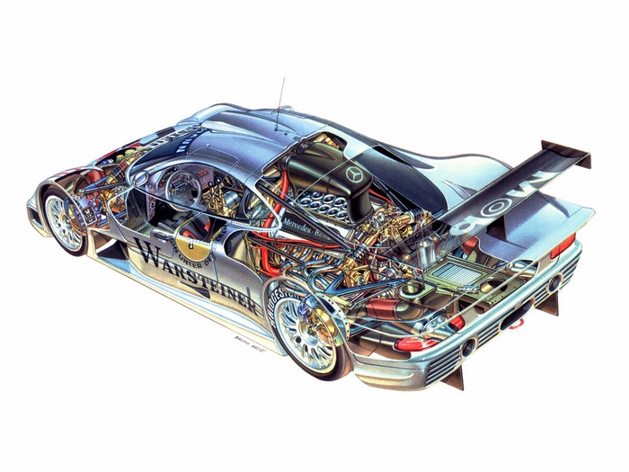Mercedes-Benz CLK GTR cutaway illustration