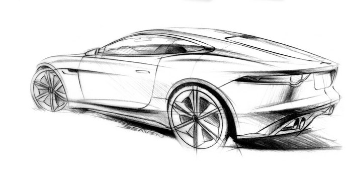 Jaguar F-Type concept car pencil sketch