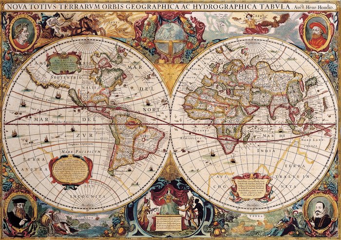 Antique World Map with Classic Cartography Style