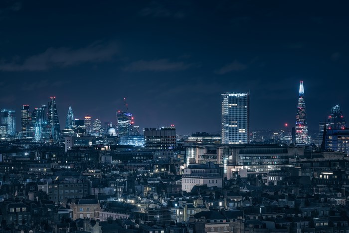 London Night Skyline with 4K City Lights