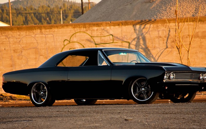 Black Chevrolet Chevelle classic muscle car