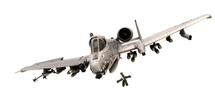 A-10 Thunderbolt II "Warthog" attack aircraft with bombs