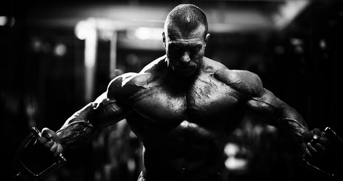 Intense Muscle Building in Black and White