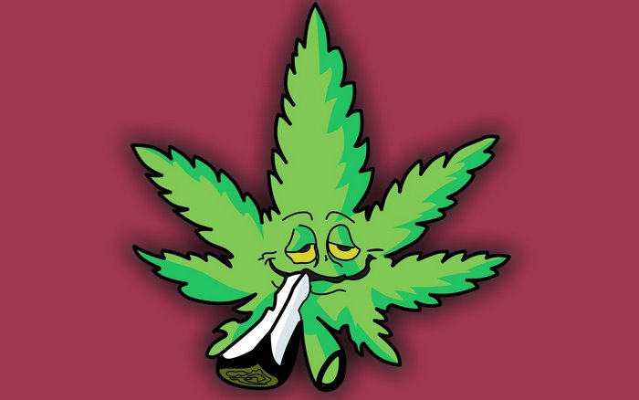 Cartoon Cannabis Leaf with Joint
