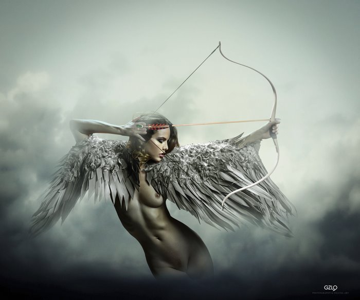 Fantasy Angel Warrior with Bow and Arrow