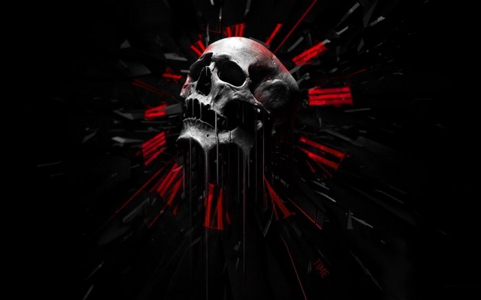 Abstract Skull with Red and Black Shattered Background