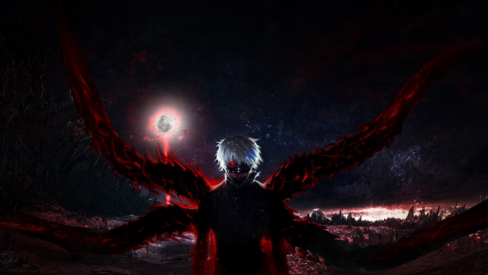 Ken Kaneki from Tokyo Ghoul with Kagune wings