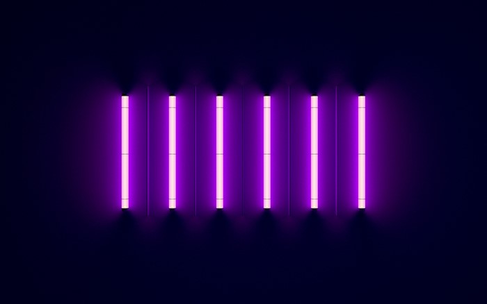 Purple neon lights on a dark wall