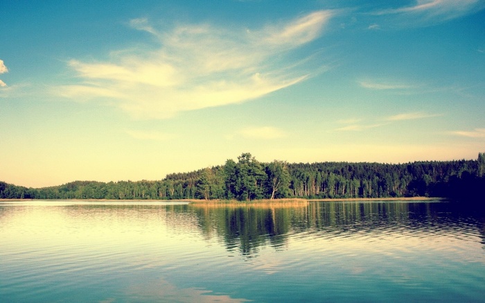 Lake with trees and sky
