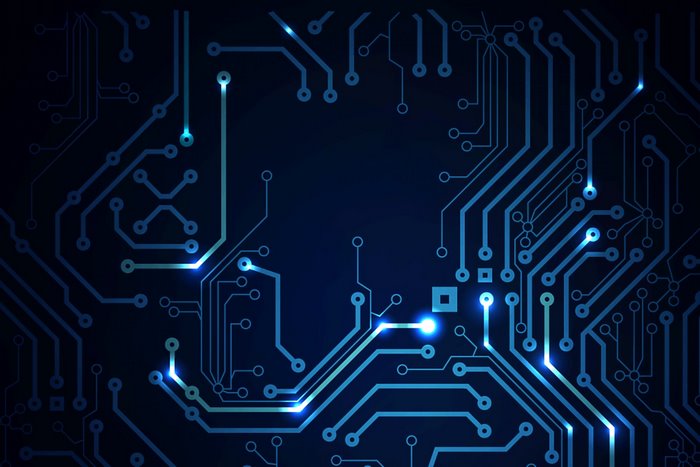 Glowing Blue Circuit Board Pattern