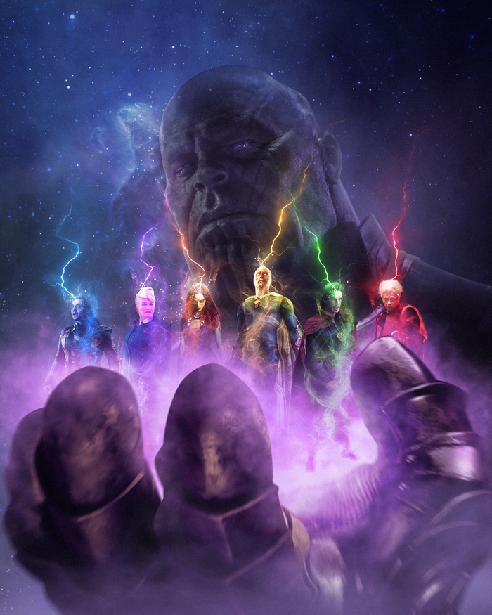 Thanos with Avengers and Infinity Stones Energy