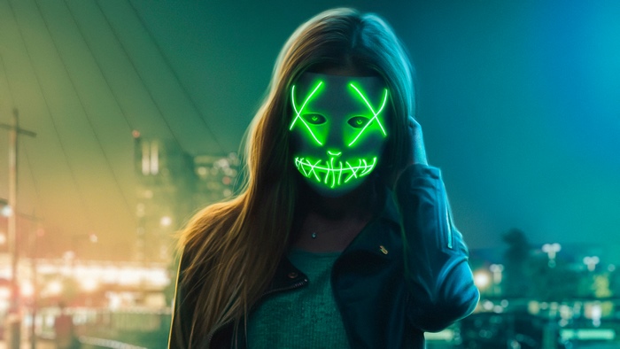Girl with neon mask