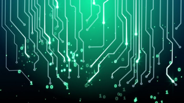 Abstract digital circuit board with binary code