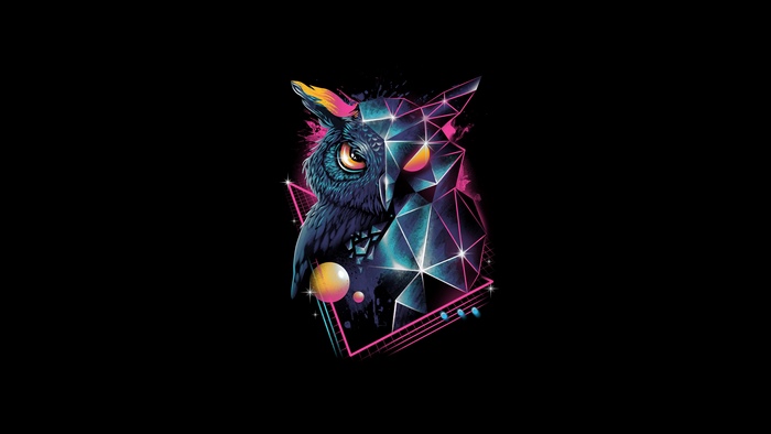 Futuristic Neon Geometric Owl 4K Artwork