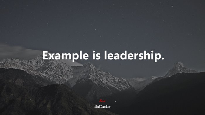 Example is leadership. | Albert Schweitzer quote