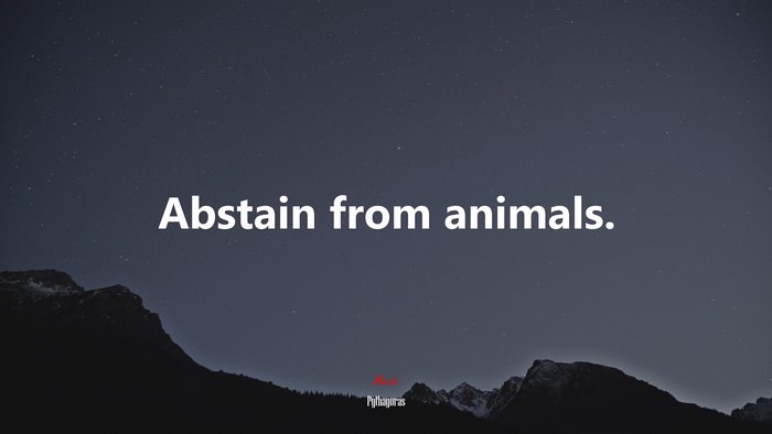 Abstain from animals. | Pythagoras quote
