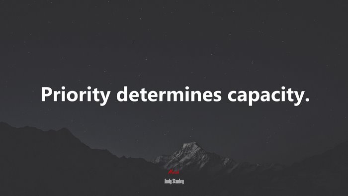 Priority determines capacity. | Andy Stanley quote
