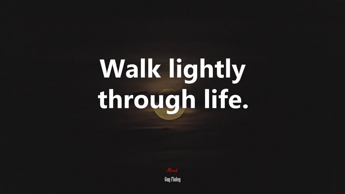 Walk lightly through life. | Guy Finley quote