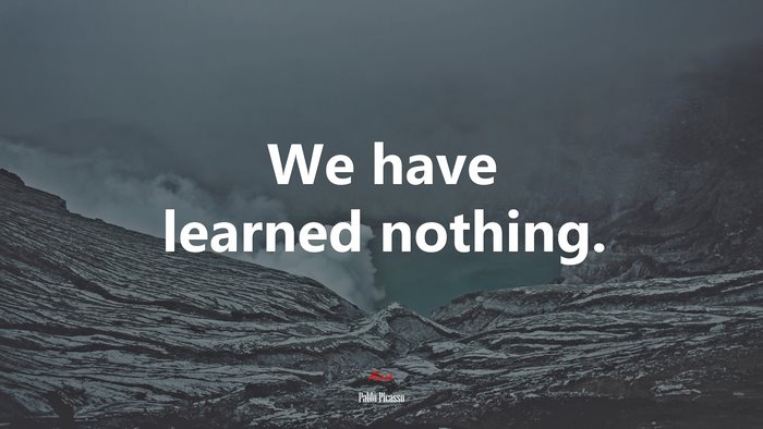We have learned nothing. | Pablo Picasso quote