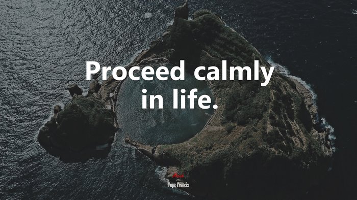 Proceed calmly in life. | Pope Francis quote