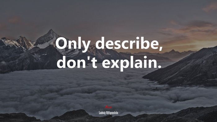 Only describe, don’t explain. | Ludwig Wittgenstein quote
