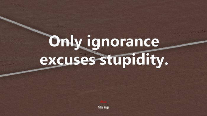 Only ignorance excuses stupidity. | Nalini Singh quote