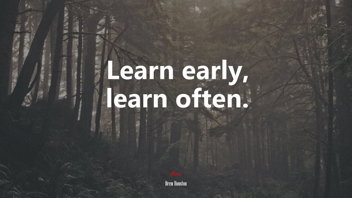 Learn early, learn often. | Drew Houston quote
