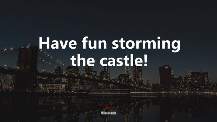 Have fun storming the castle! | William Goldman quote