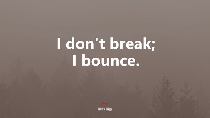 I don’t break; I bounce. | Patricia Briggs quote