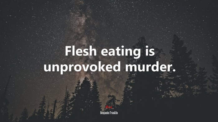 Flesh eating is unprovoked murder. | Benjamin Franklin quote