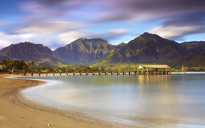 Hanalei Bay Pier and Mountains, Kauai