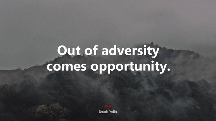 Out of adversity comes opportunity. | Benjamin Franklin quote