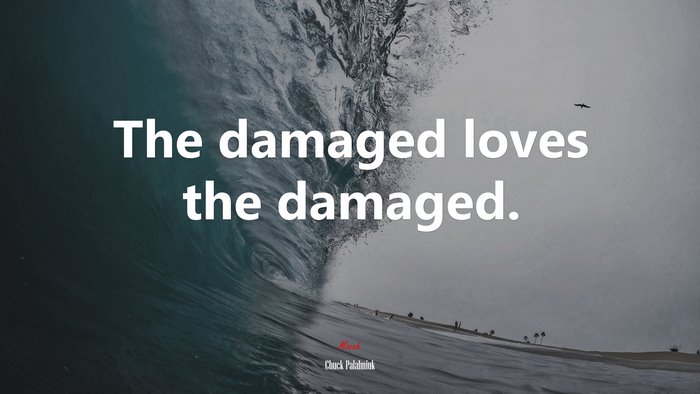 The damaged loves the damaged. | Chuck Palahniuk quote