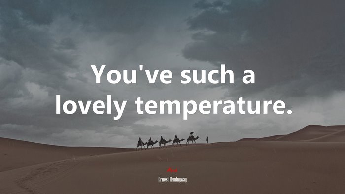 You’ve such a lovely temperature. | Ernest Hemingway quote