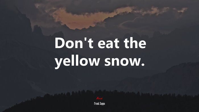 Don’t eat the yellow snow. | Frank Zappa quote