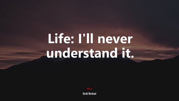 Life: I’ll never understand it. | Haruki Murakami quote