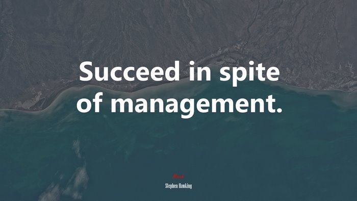 Succeed in spite of management. | Stephen Hawking quote