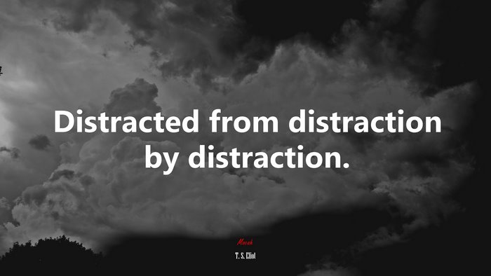 Distracted from distraction by distraction. | T. S. Eliot quote