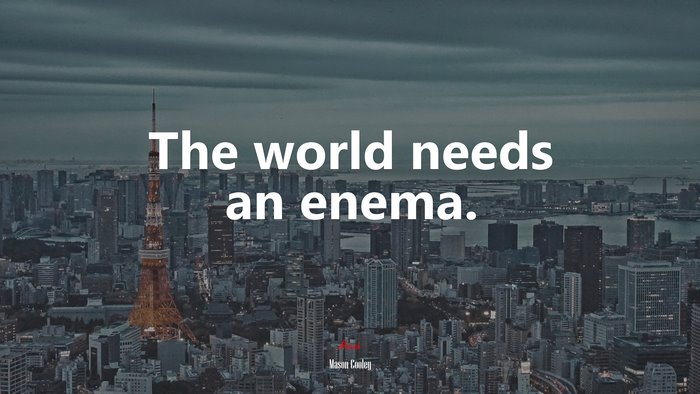 The world needs an enema. | Mason Cooley quote