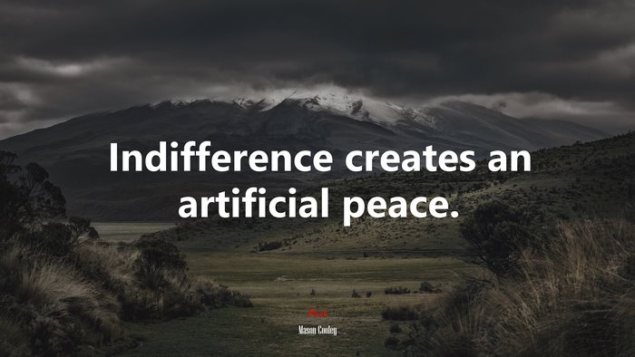 Indifference creates an artificial peace. | Mason Cooley quote