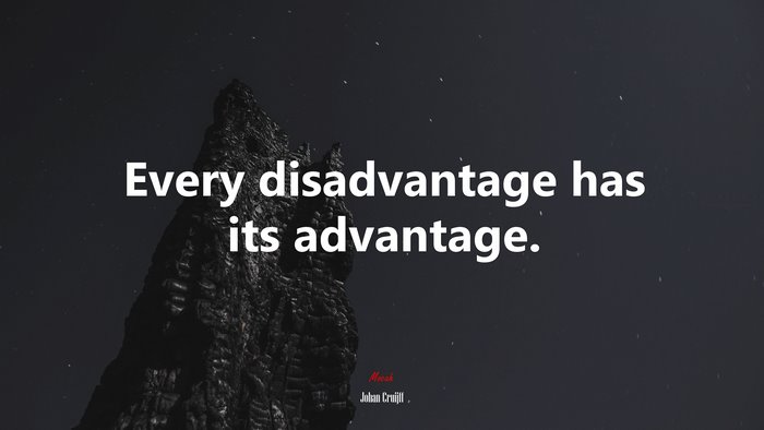 Every disadvantage has its advantage. | Johan Cruijff quote