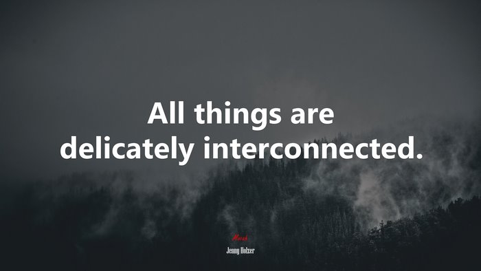 All things are delicately interconnected. | Jenny Holzer quote