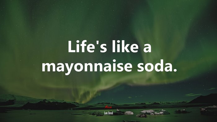 Life’s like a mayonnaise soda. | Lou Reed quote