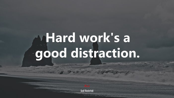 Hard work’s a good distraction. | Scott Westerfeld quote