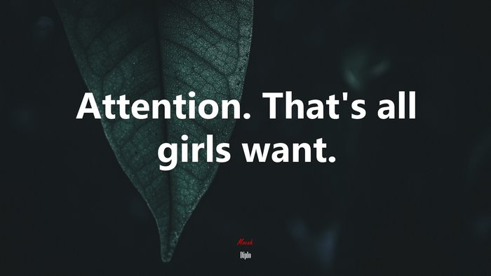 Attention. That’s all girls want. | Diplo quote